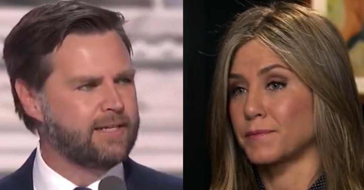 JD Vance attacked Jennifer Aniston for her rebuke of his comments about “childless cat ladies who are miserable at their own lives.” Vance called Aniston "disgusting" and implied she's "creepy" for praying that his daughter can bear children.