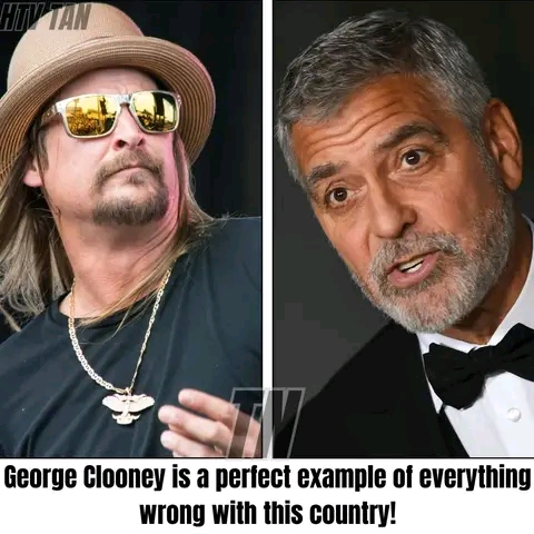 Kid Rock criticizes George Clooney, stating that he embodies all the flaws of this nation.  